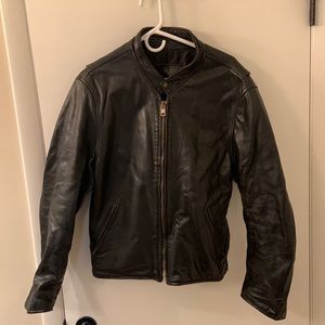 Men’s vintage café racer black leather jacket size 44 regular